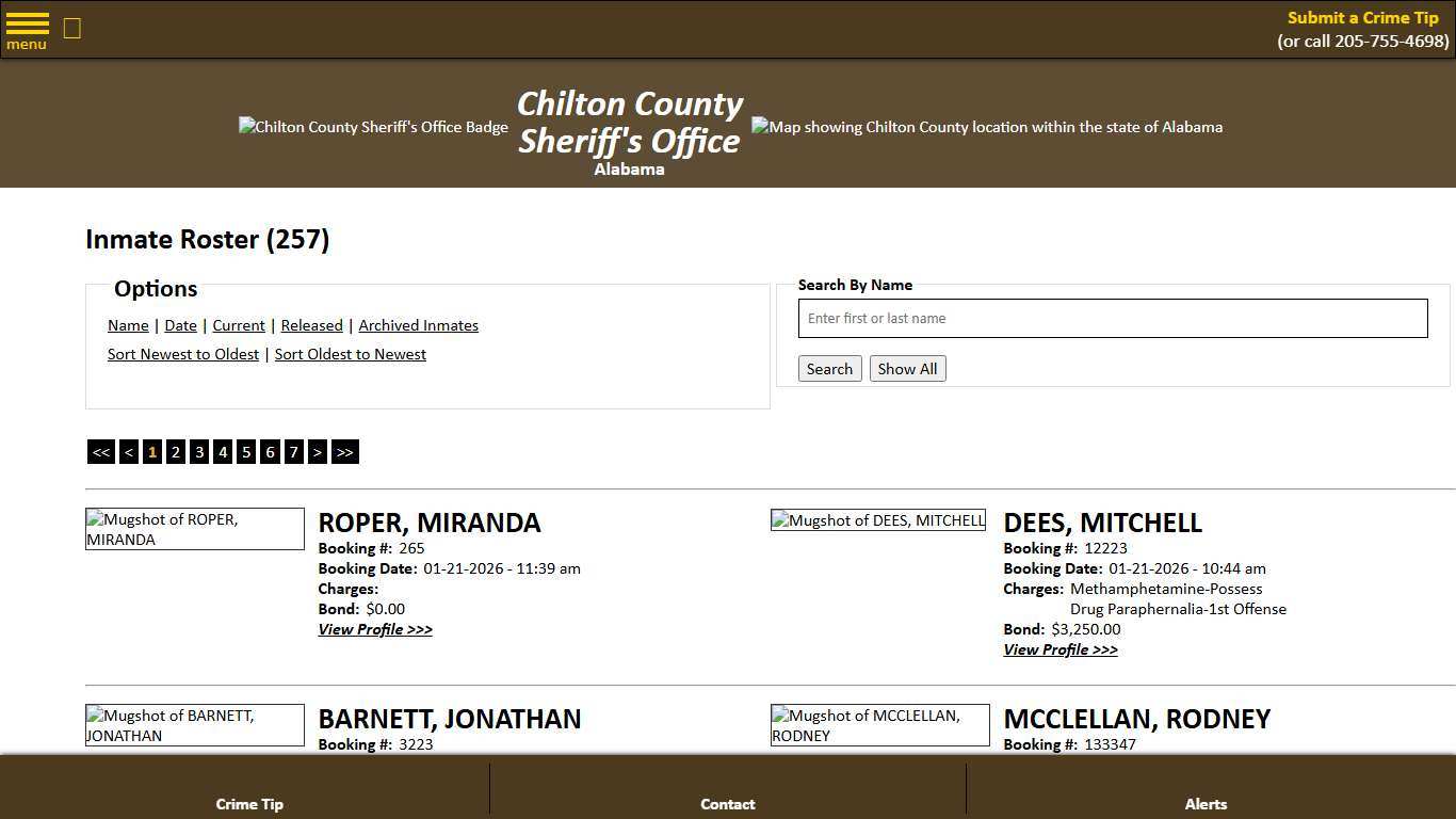 Inmate Roster - Current Inmates Booking Date Descending - Chilton County Sheriff's Office