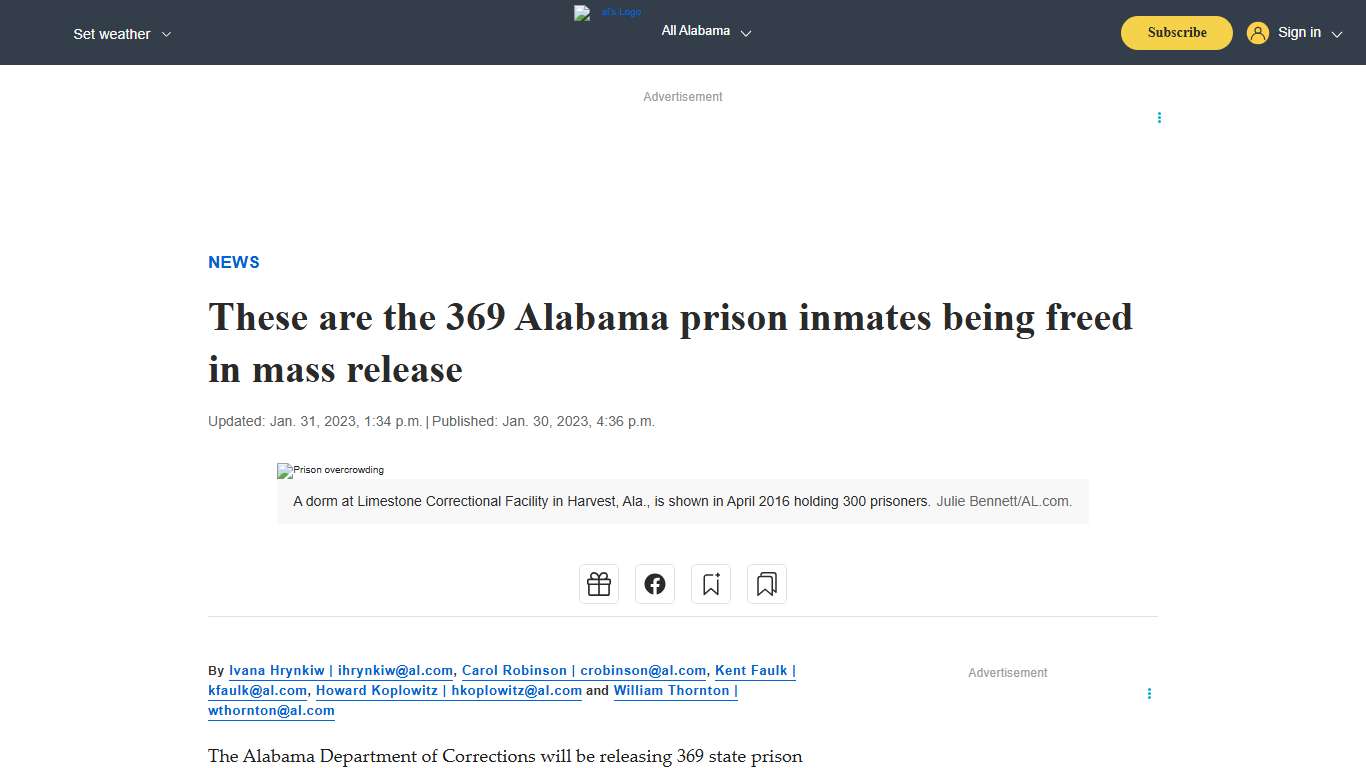 These are the 369 Alabama prison inmates being freed in mass release - al.com